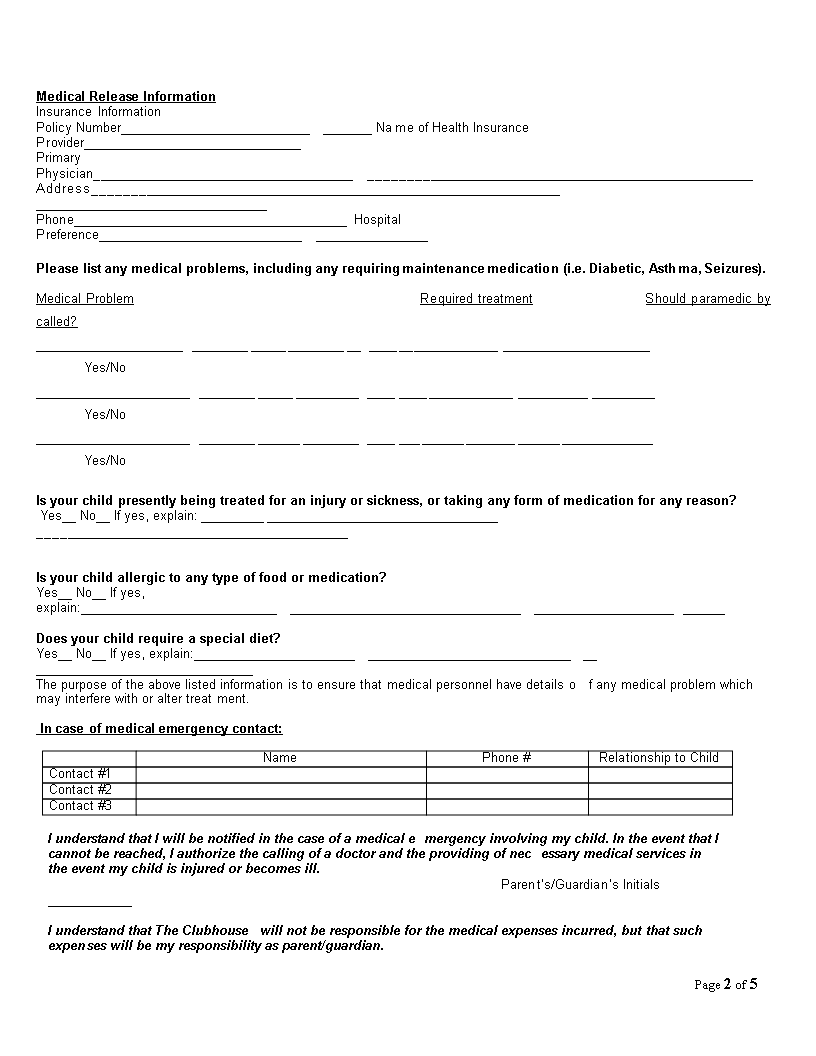 Camp Registration Form | Templates at allbusinesstemplates.com