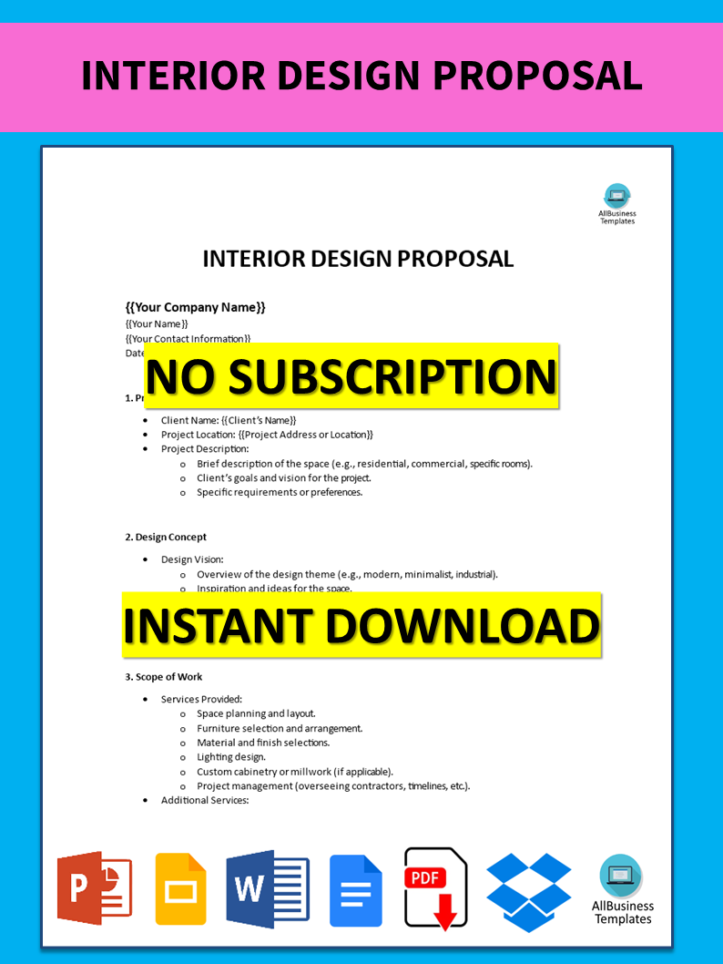 interior design proposal plantilla imagen principal