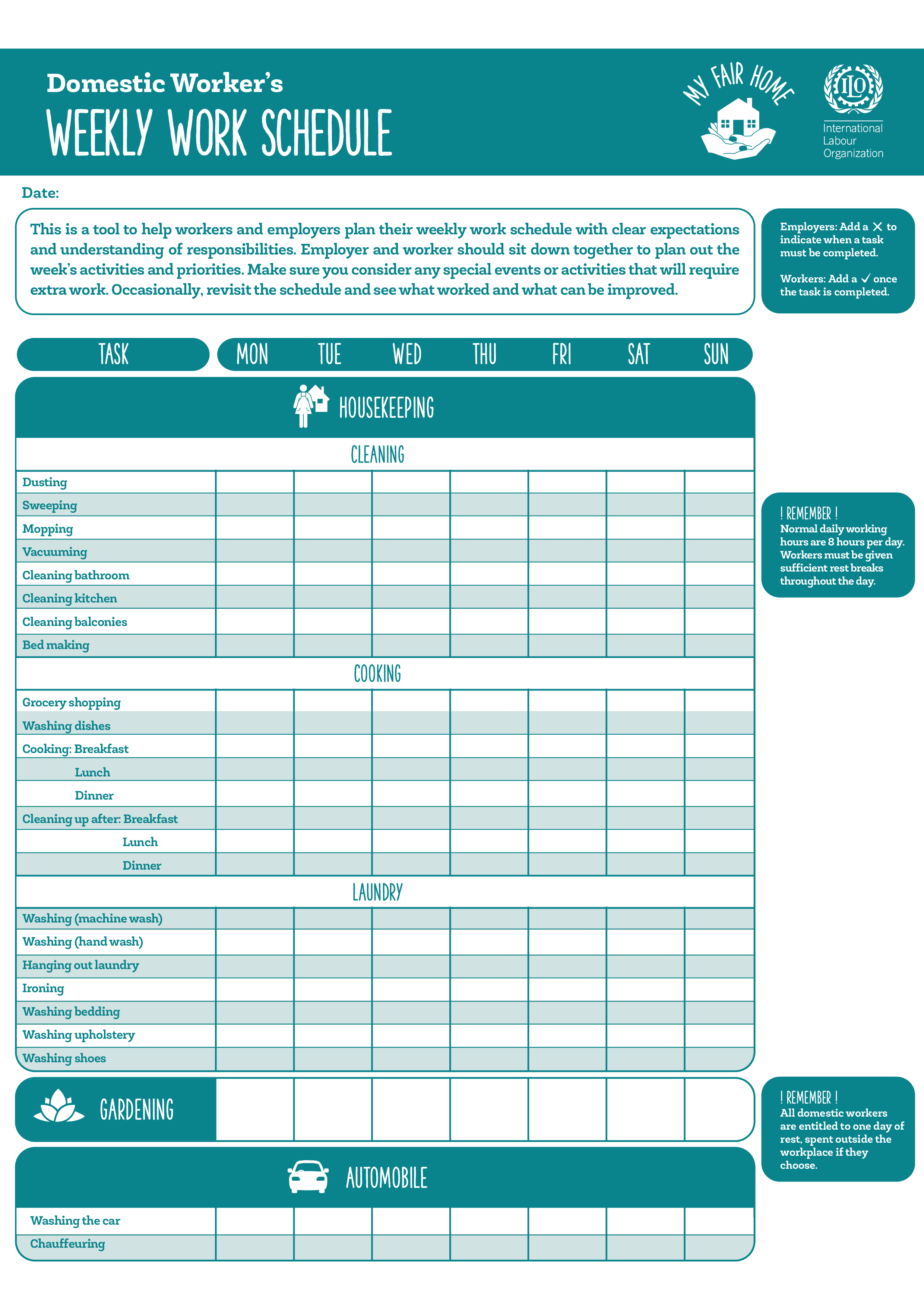 Work Schedule Weekly Templates At Allbusinesstemplates