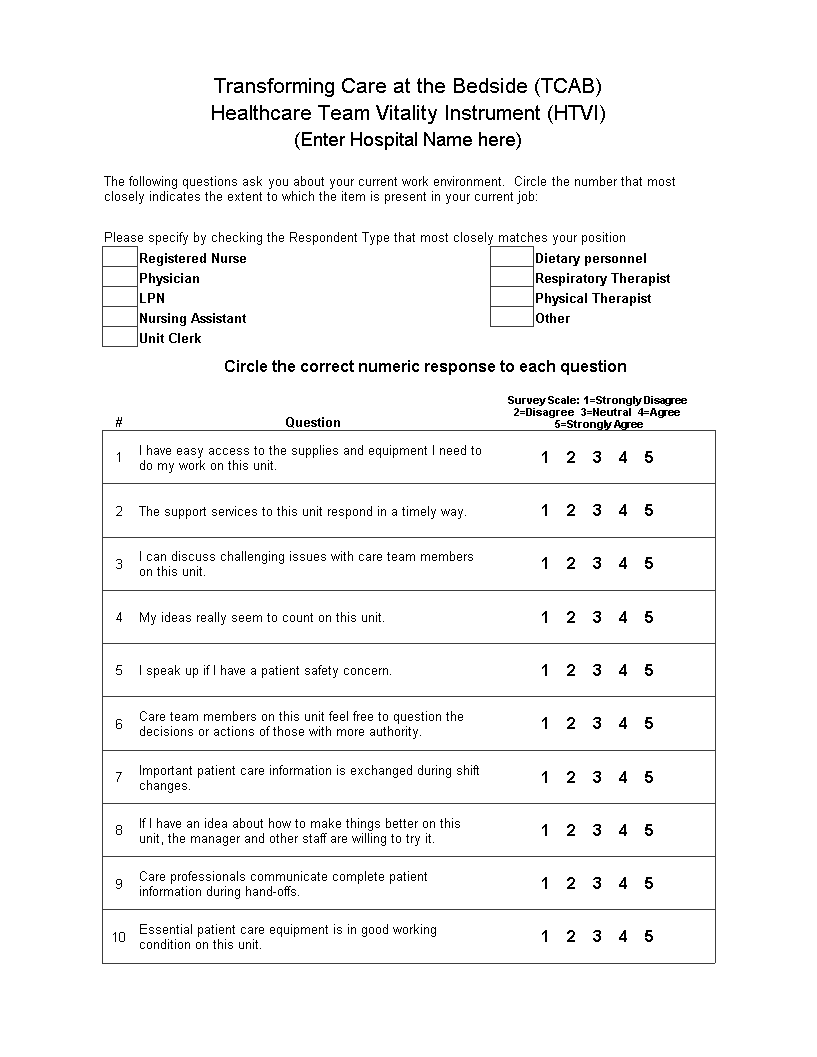 Likert Scale Questionnaire Template