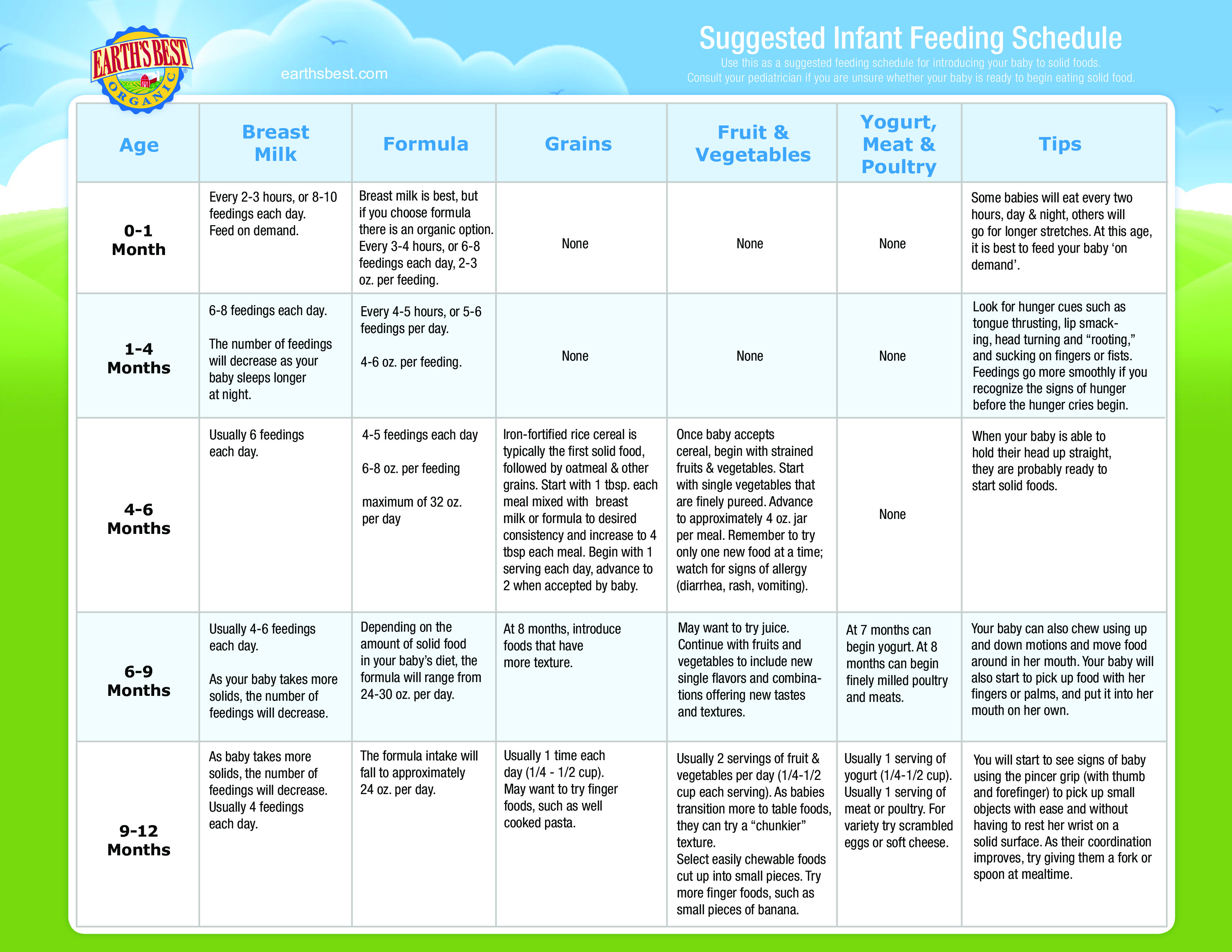 Infant Feeding Schedule By Age Templates At Allbusinesstemplates