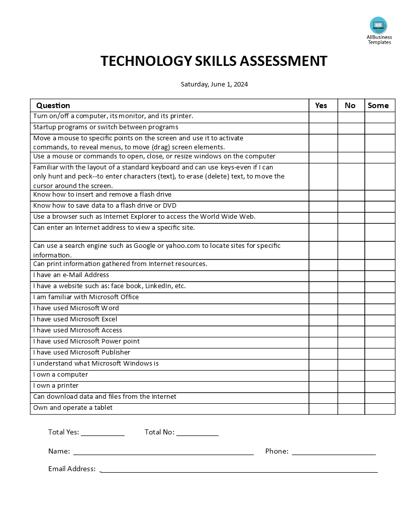 Technology Skills Assessment Gratis