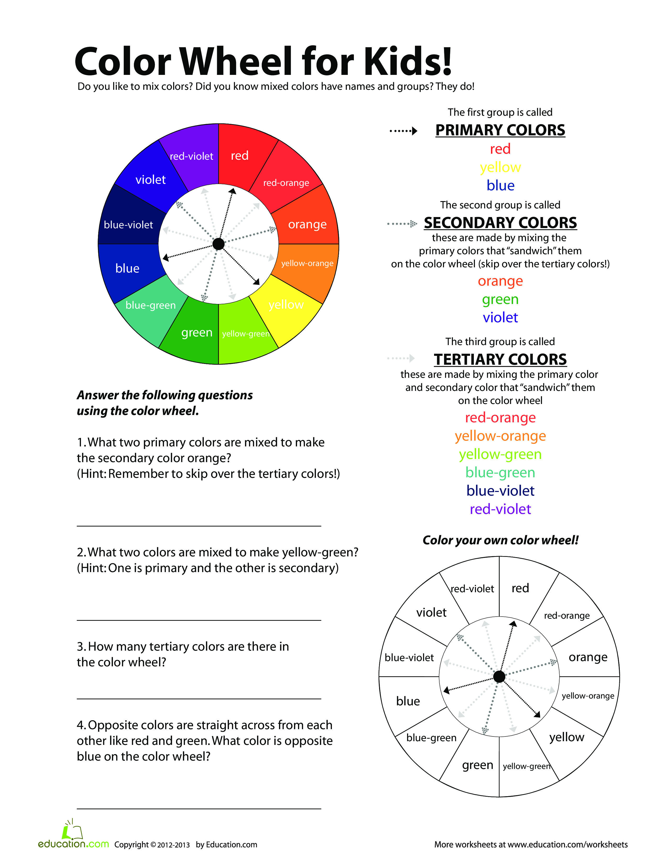 Color Wheel Chart For Kids Templates At Allbusinesstemplates