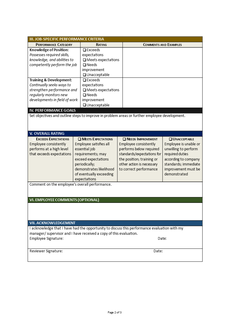 Employee Review Form | Templates At Allbusinesstemplates.com