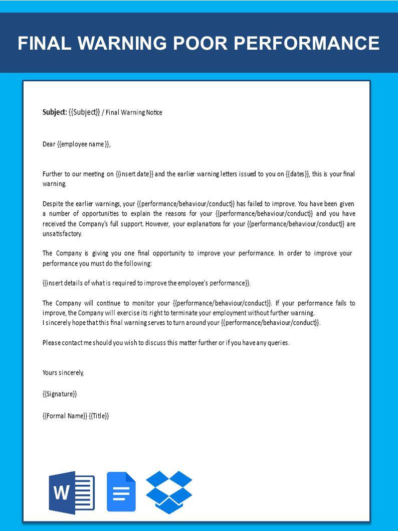 final warning letter to employee poor performance Hauptschablonenbild