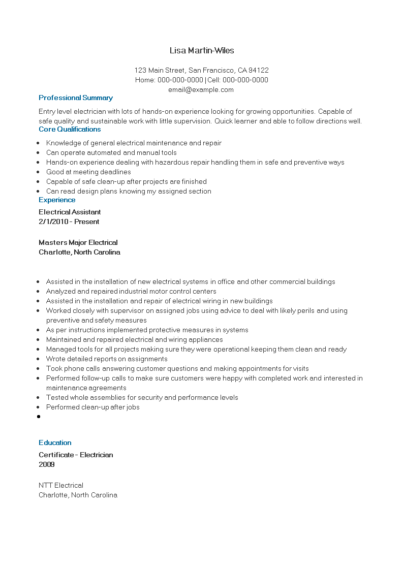 Entry Level Resume Templates At Allbusinesstemplates