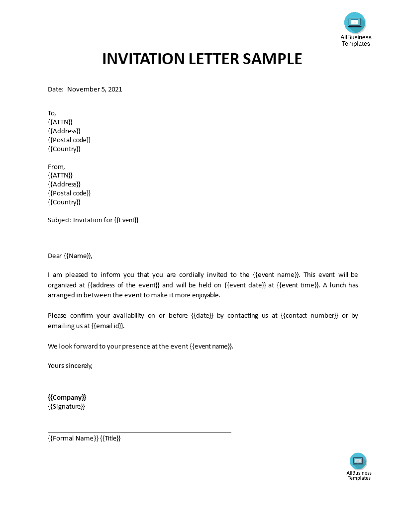 Kostenloses Invitation Letter Sample