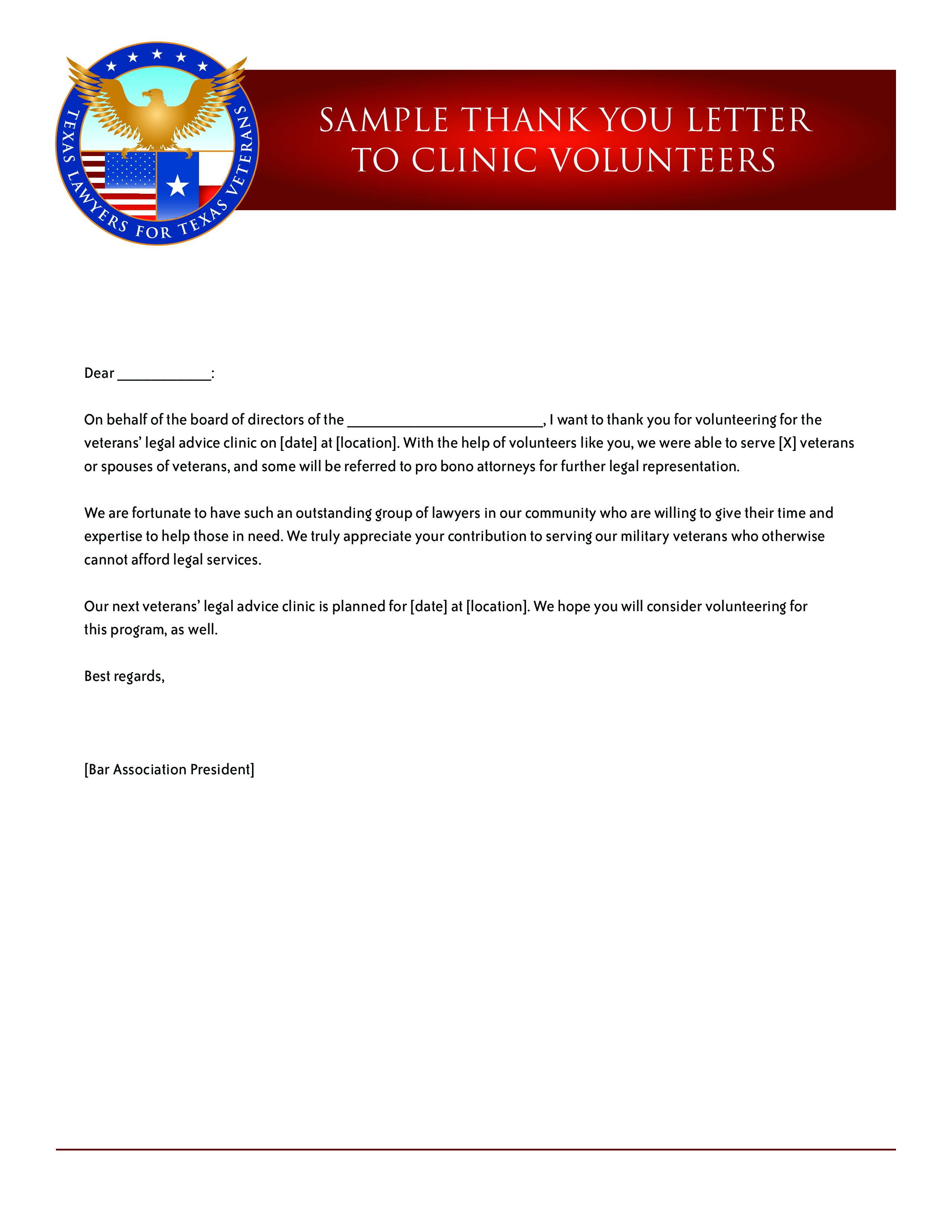 Clinic Volunteer Thank You Letter Templates At Allbusinesstemplates