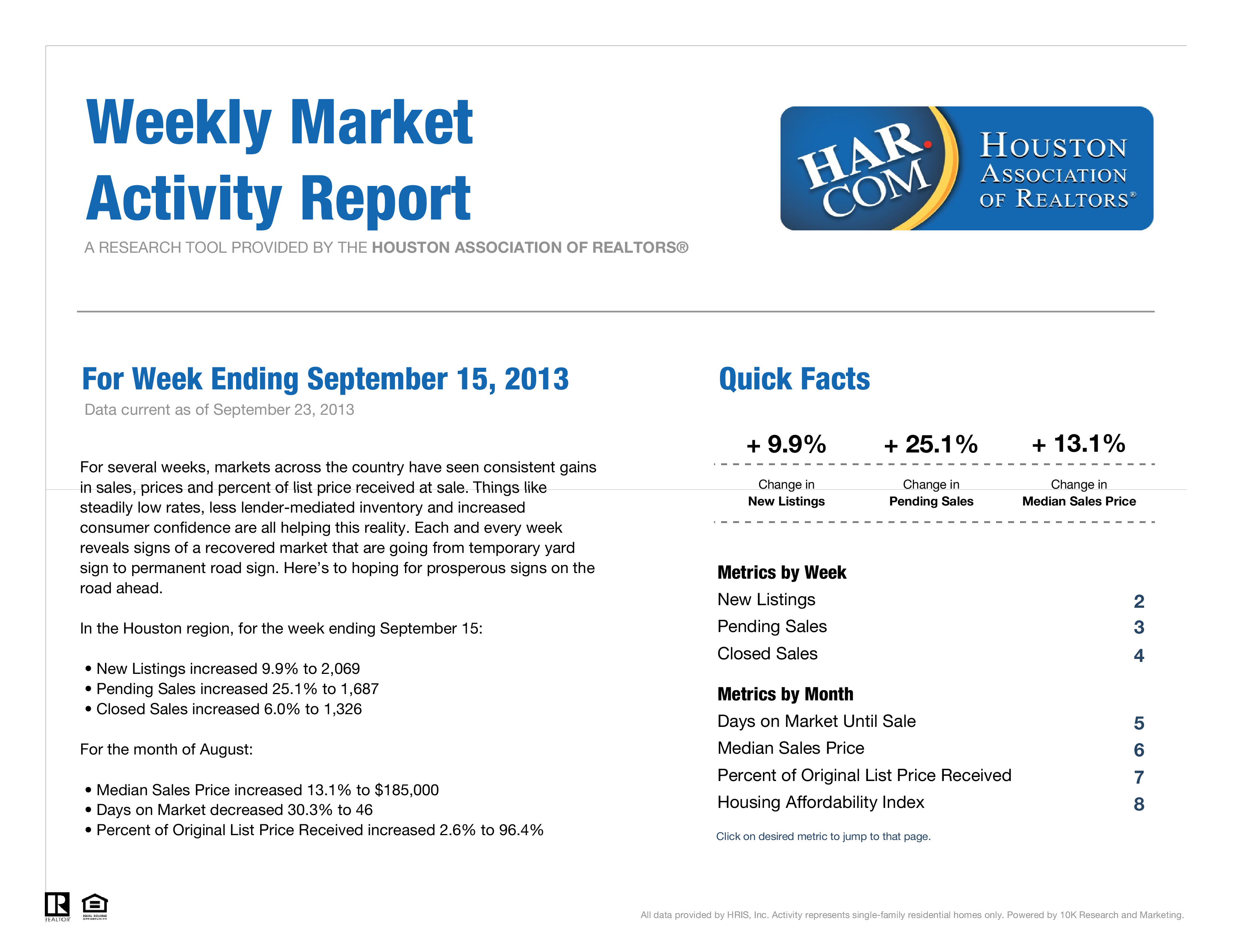 Weekly Market Activity Report Templates at