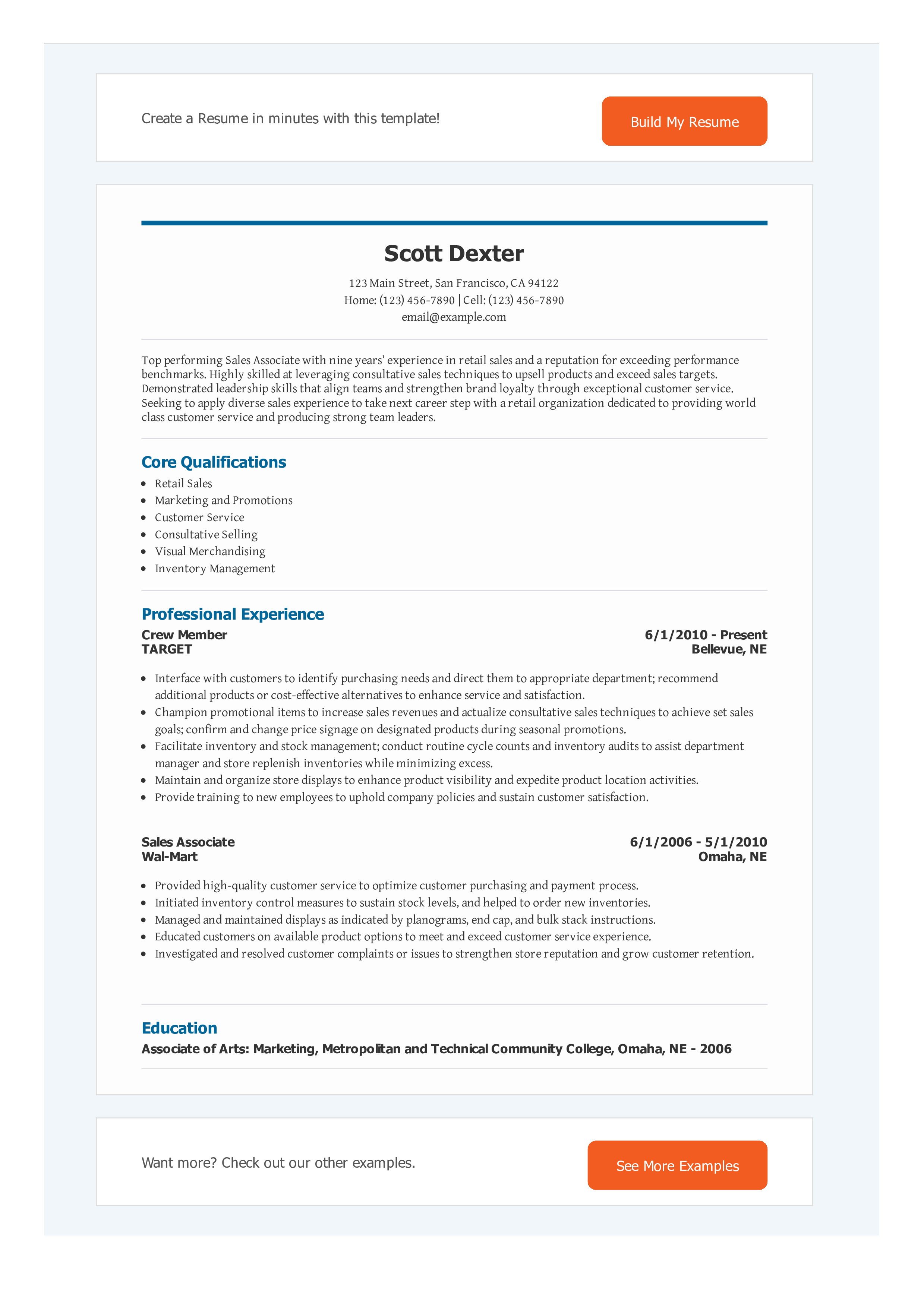 Retail Sales Specialist Resume Templates At Allbusinesstemplates