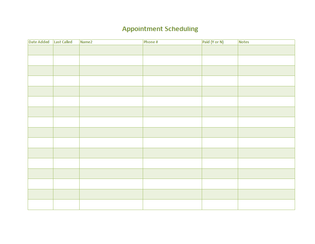 appointment scheduling template template