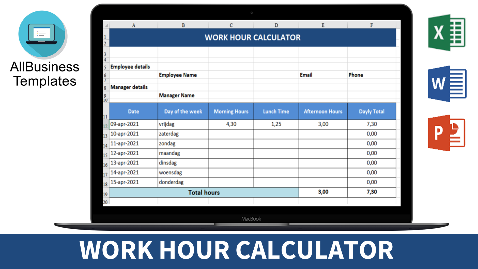 Work Hour Calculator Templates At Allbusinesstemplates