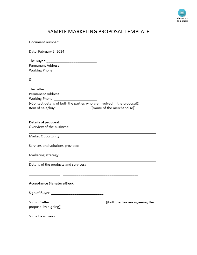 cover letter for marketing proposal
