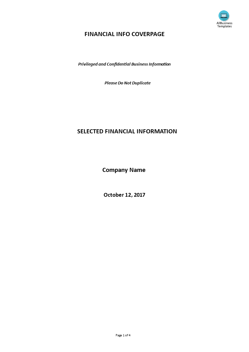 Financial Info Coverpage 模板