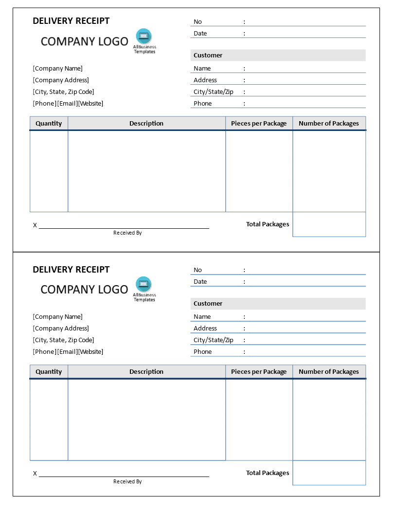 Delivery Receipt Templates at