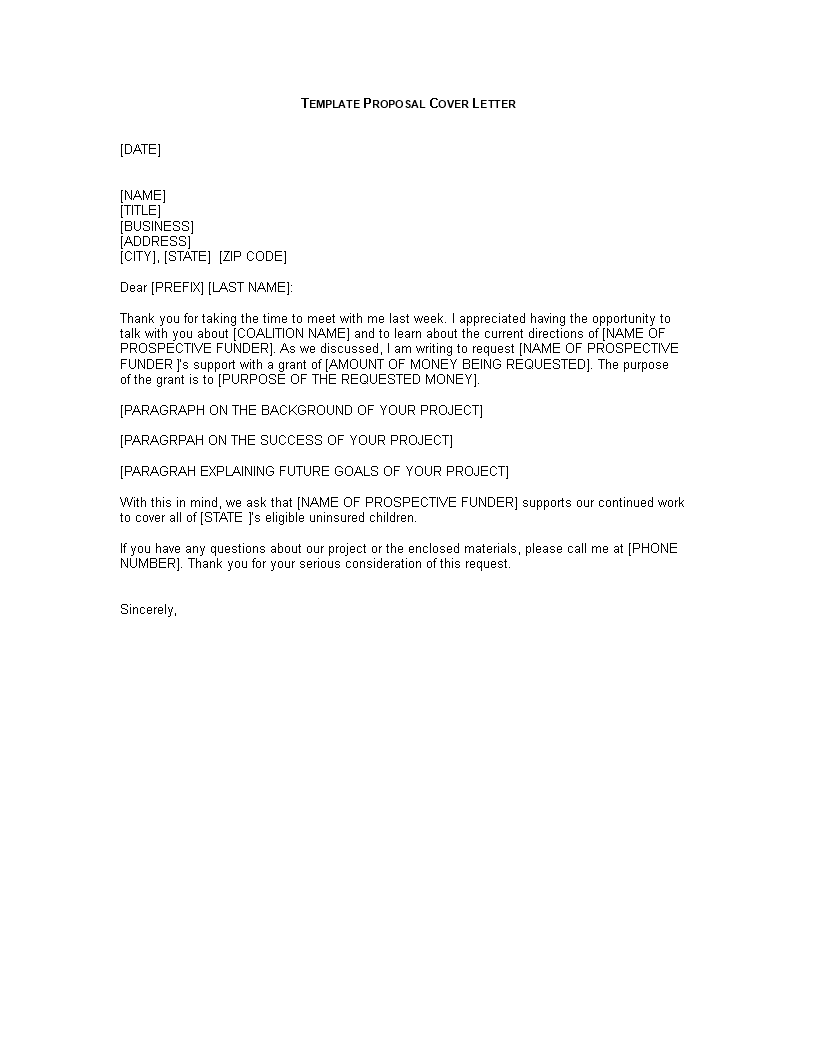 Kostenloses Proposal Formal Cover Letter
