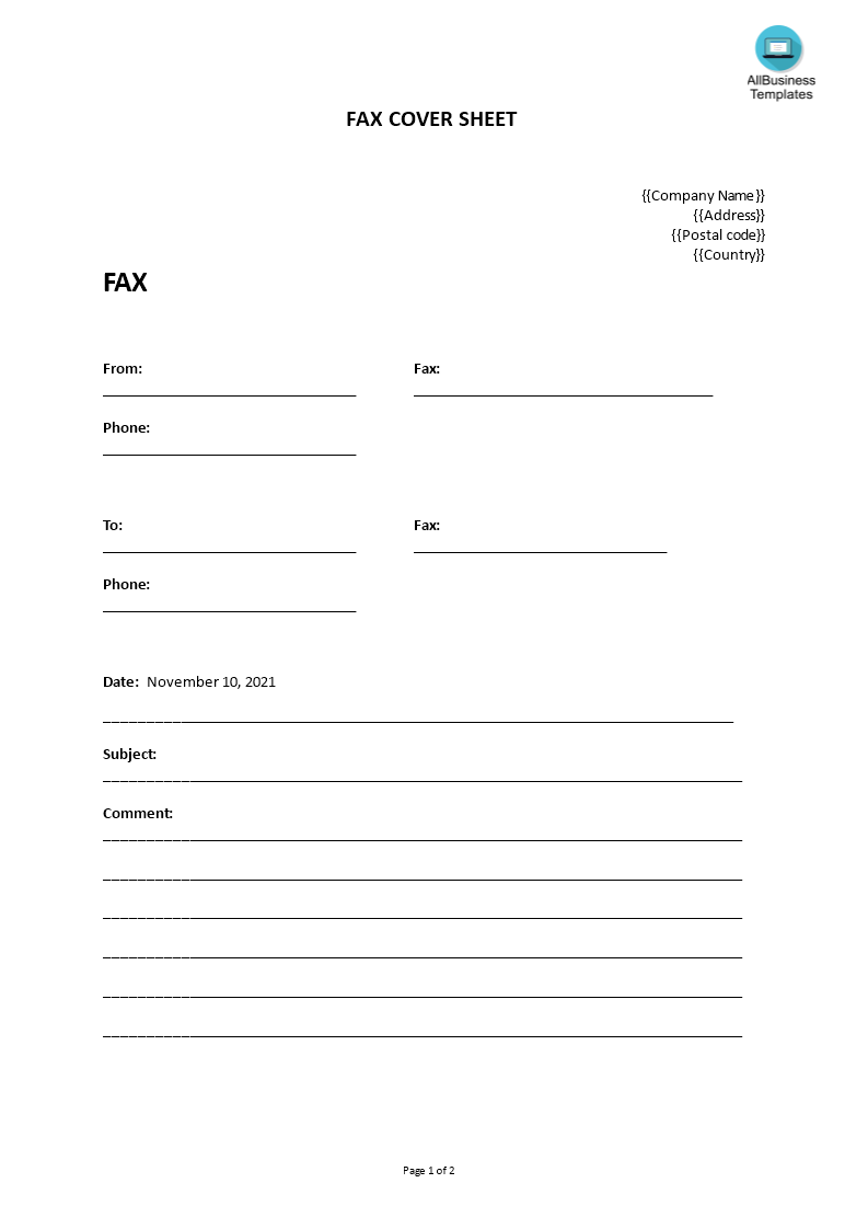 fax cover sheet google docs voorbeeld afbeelding 