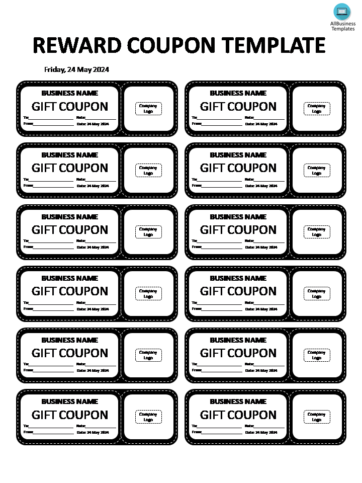 reward coupon template