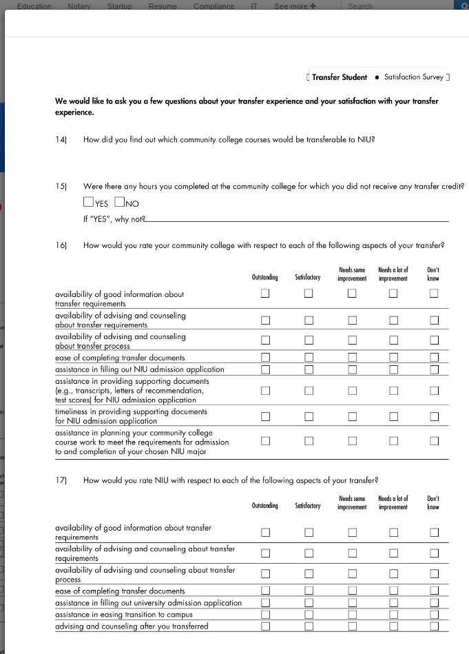 Transfer Student Satisfaction Survey | Templates at ...