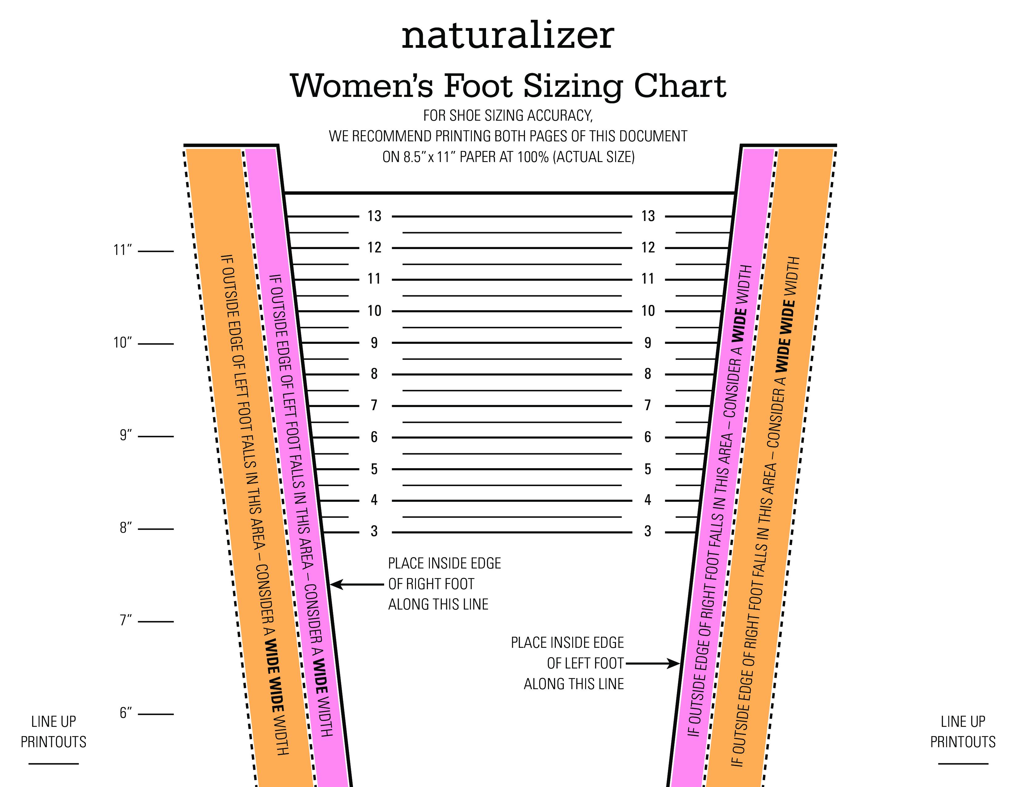 women's shoe measurement chart