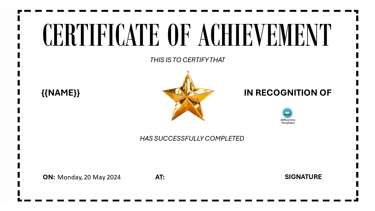 Printable Certificate Of Achievement | Templates at ...