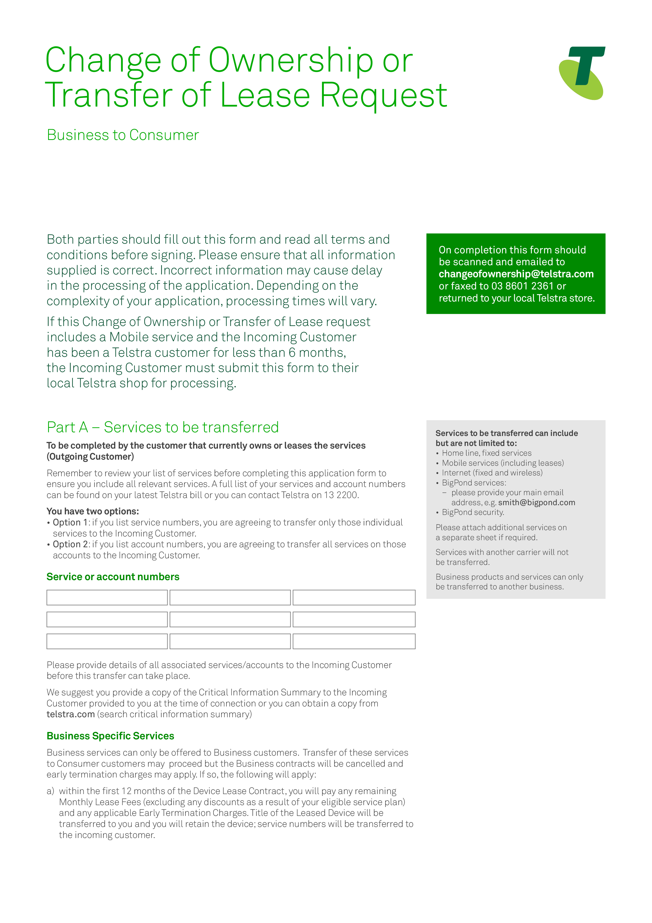 Kostenloses Business Lease Transfer Letter