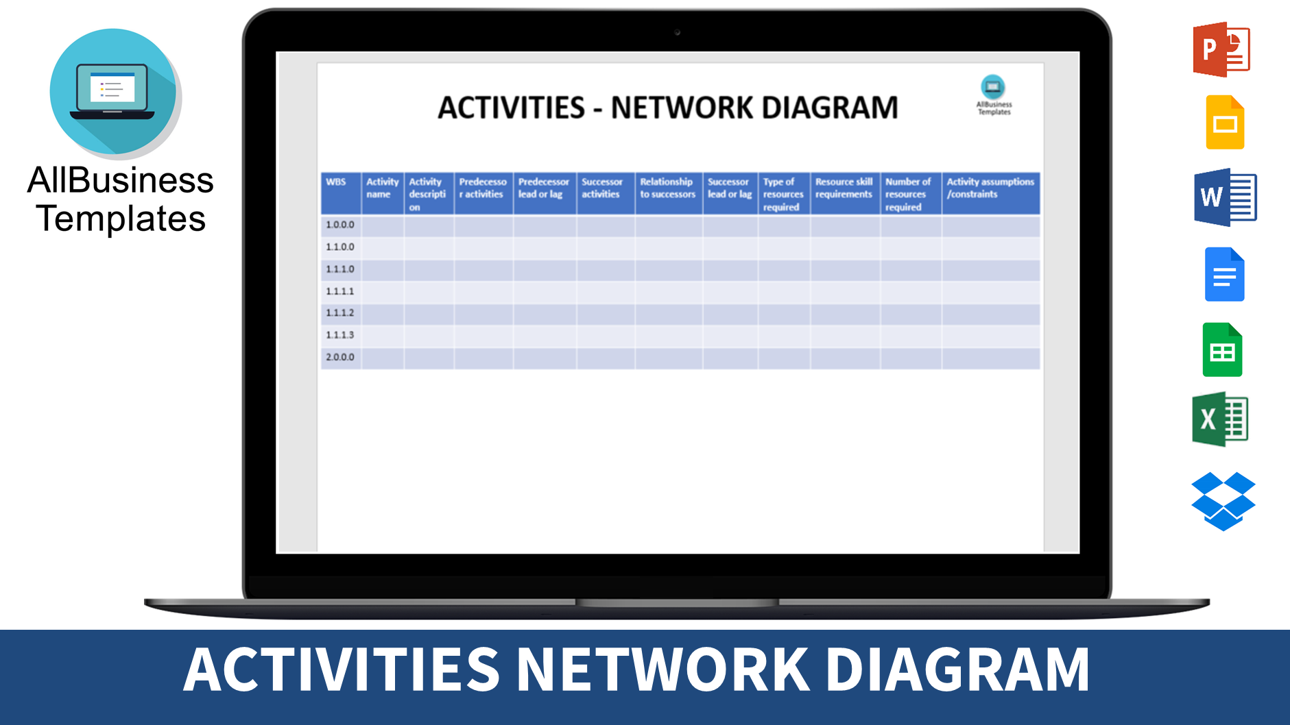 Activity Network Diagram Premium Schablone