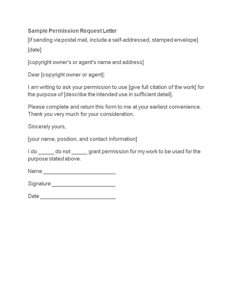 Permission Request Letter Templates At Allbusinesstemplates