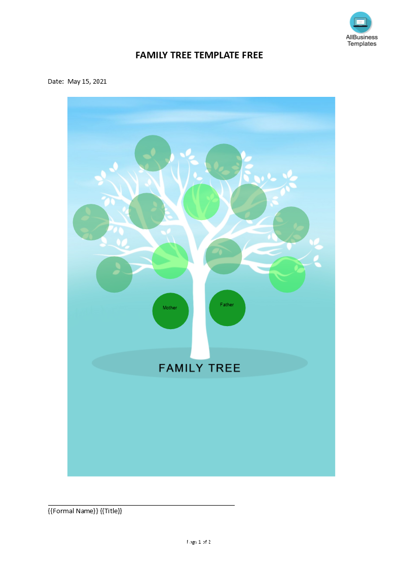 Kostenloses Family Tree Template Free