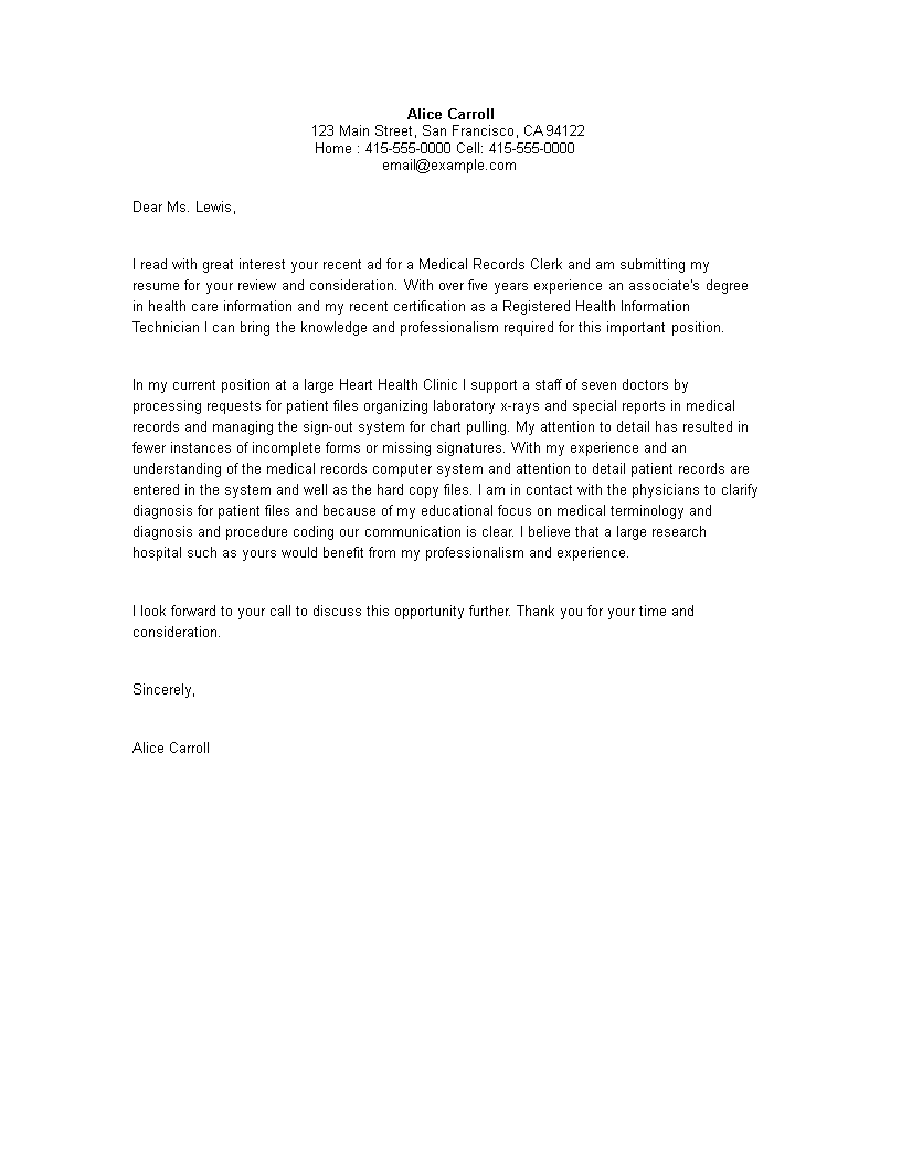 medical writing cover letter