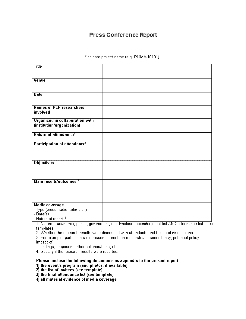 press conference report template