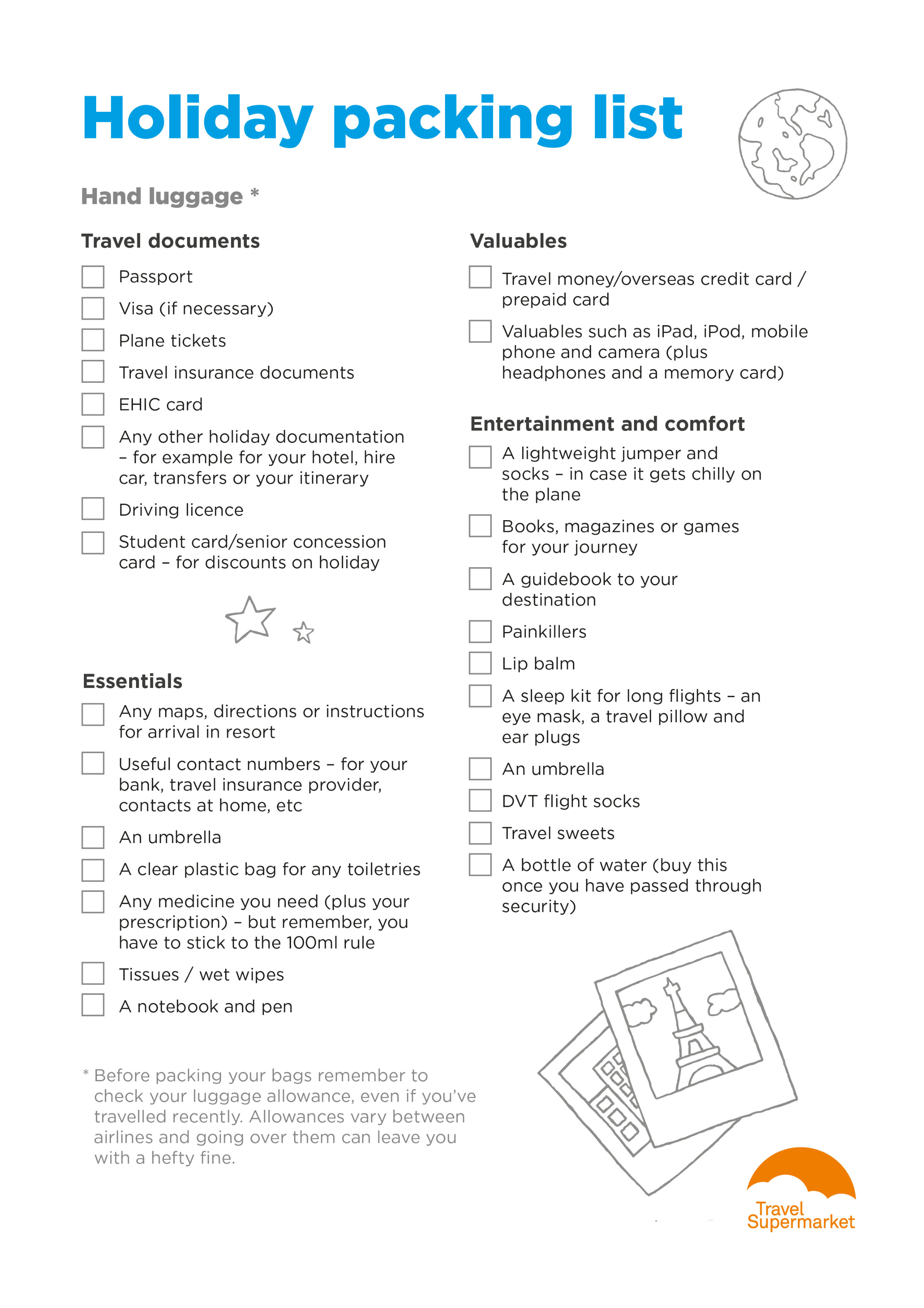 Holiday Packing Checklist Template Templates At Allbusinesstemplates