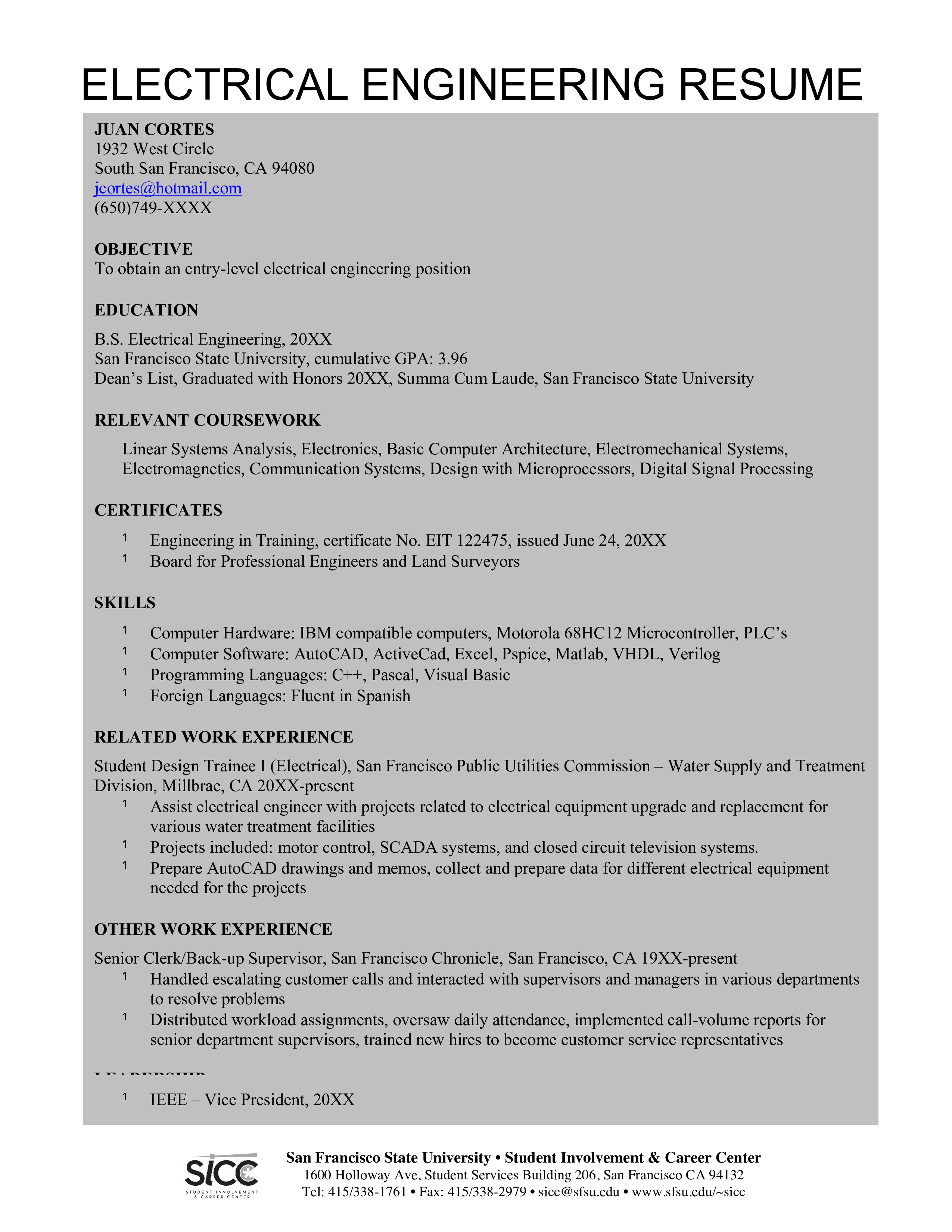 personal statement for electrical engineer cv
