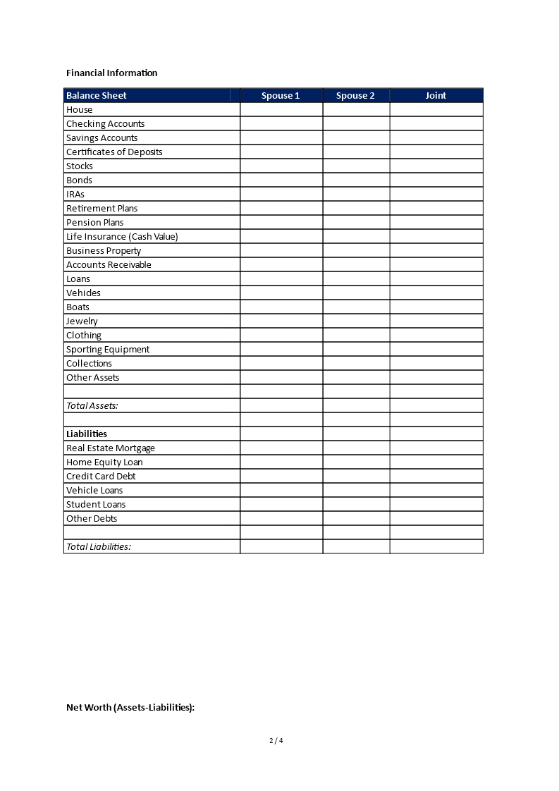 Printable Divorce Checklist