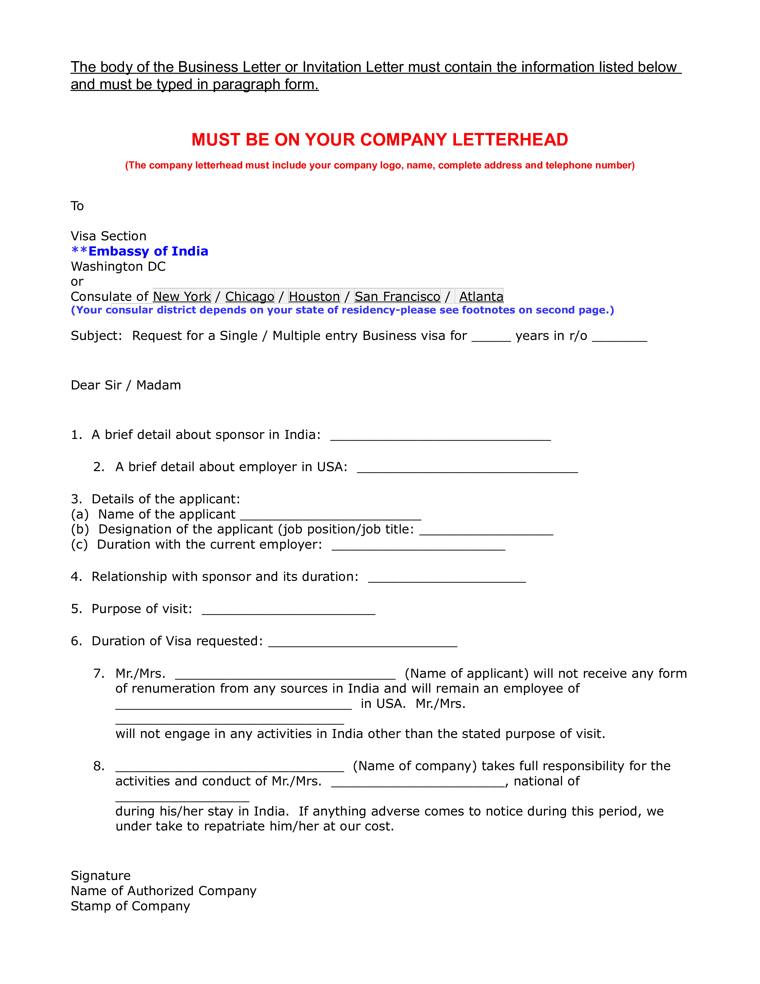 T l charger Gratuit Business Visa Request Letter