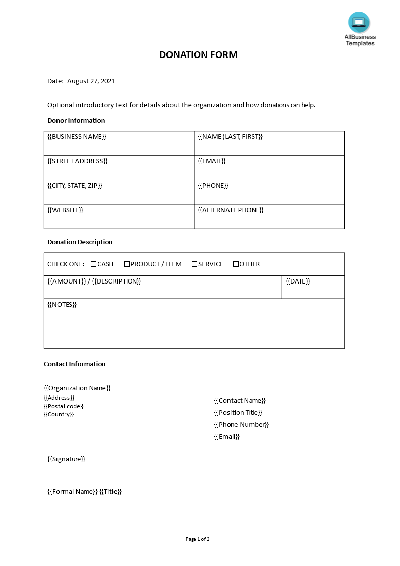 kostenloses-donation-form-template