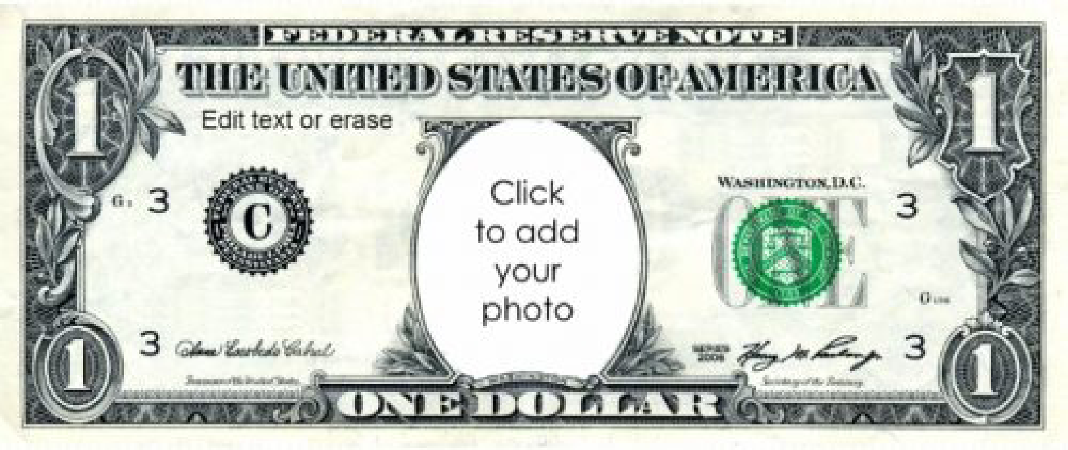 Play money 1 dollar | Templates at allbusinesstemplates.com
