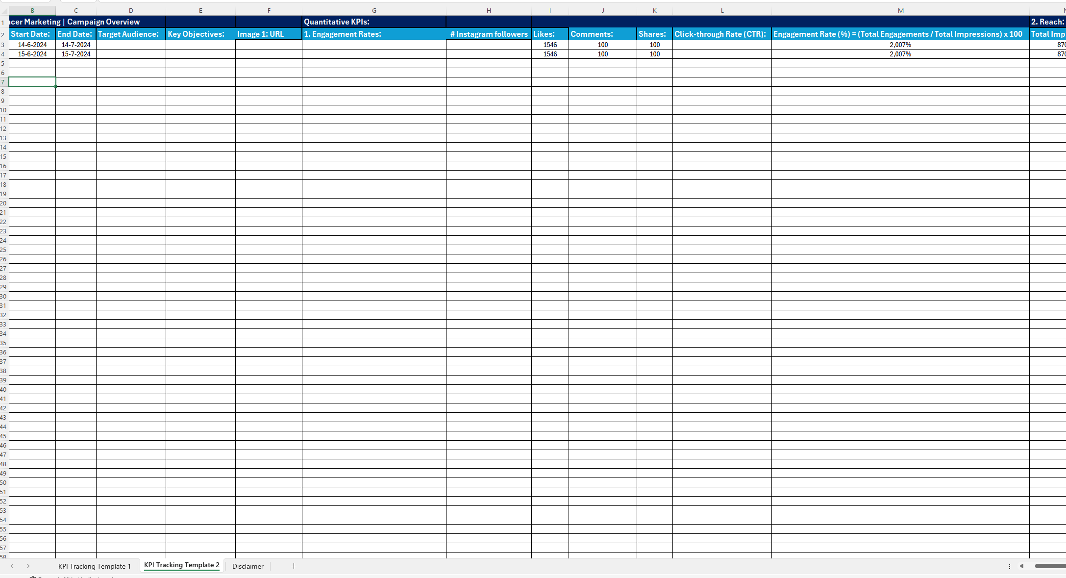 Key Performance Tracker Influencer Marketing | Templates at ...