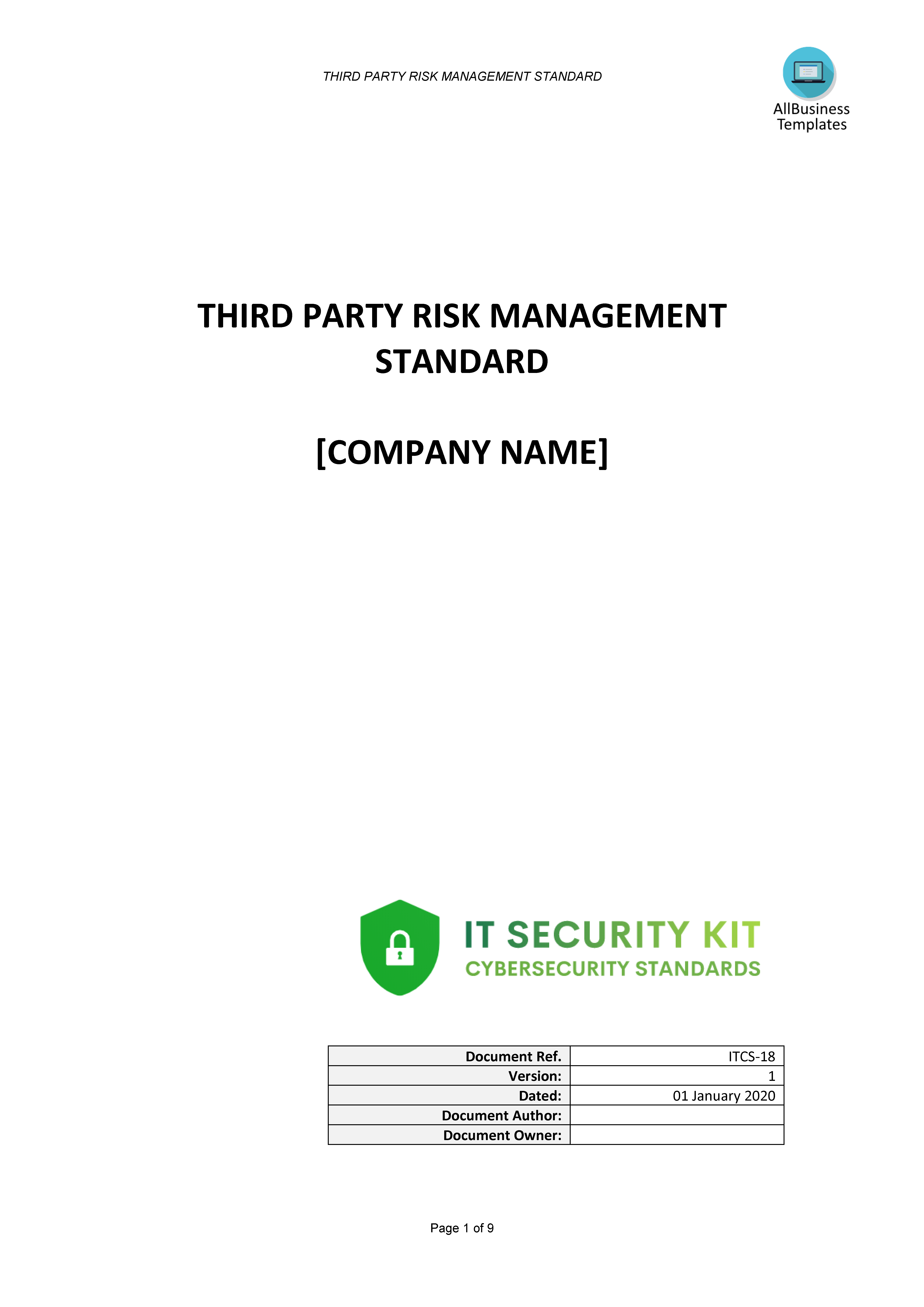 Third Party Risk Management Program Template