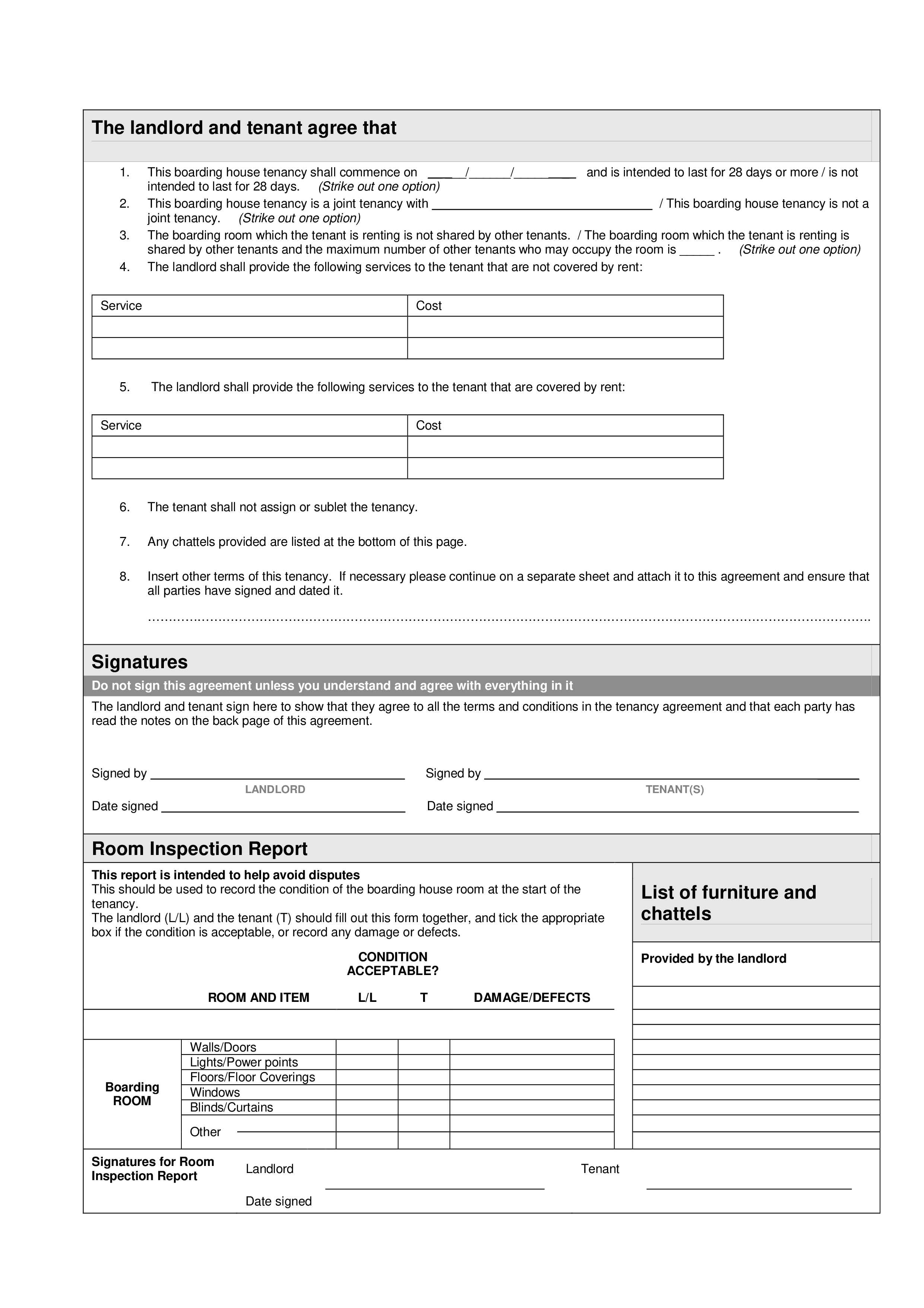 Boarding House Tenancy Agreement Templates At Allbusinesstemplates