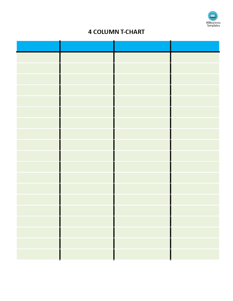 blank chart with 4 columns