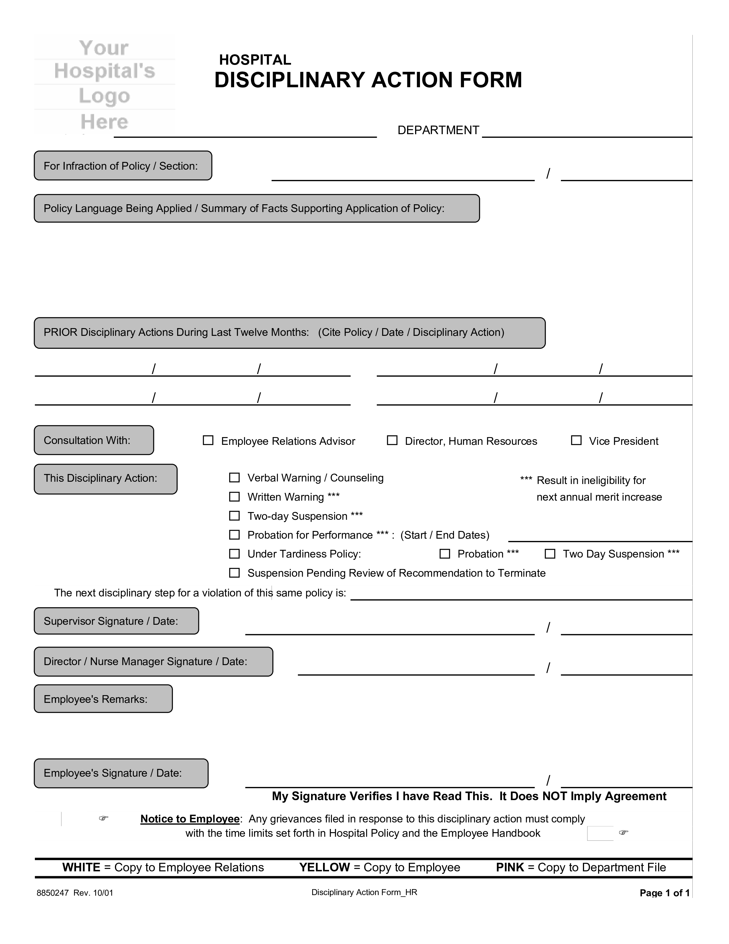 Disciplinary Form Sample Master Template