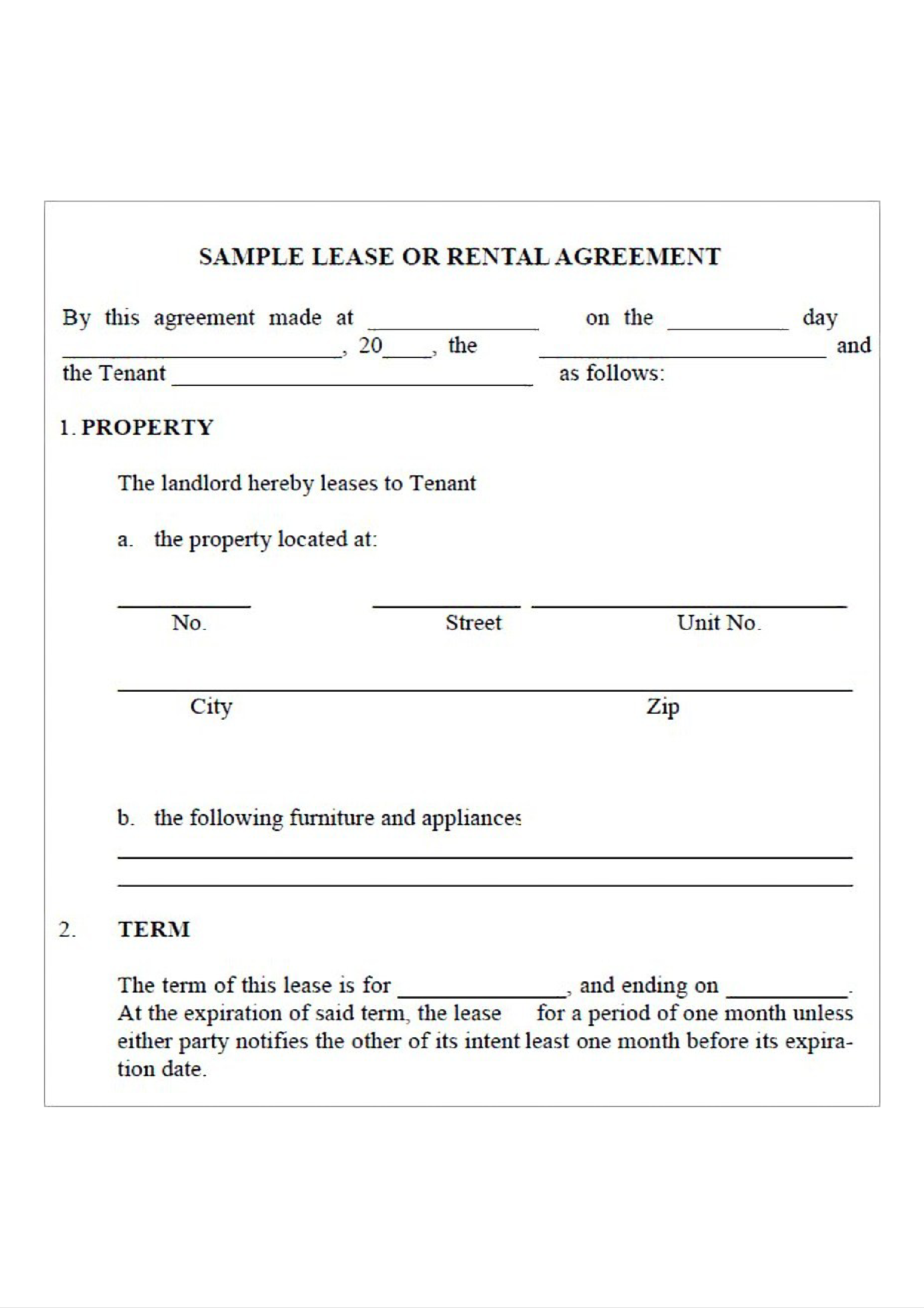 Kostenloses Rental Agreement For Business Lease