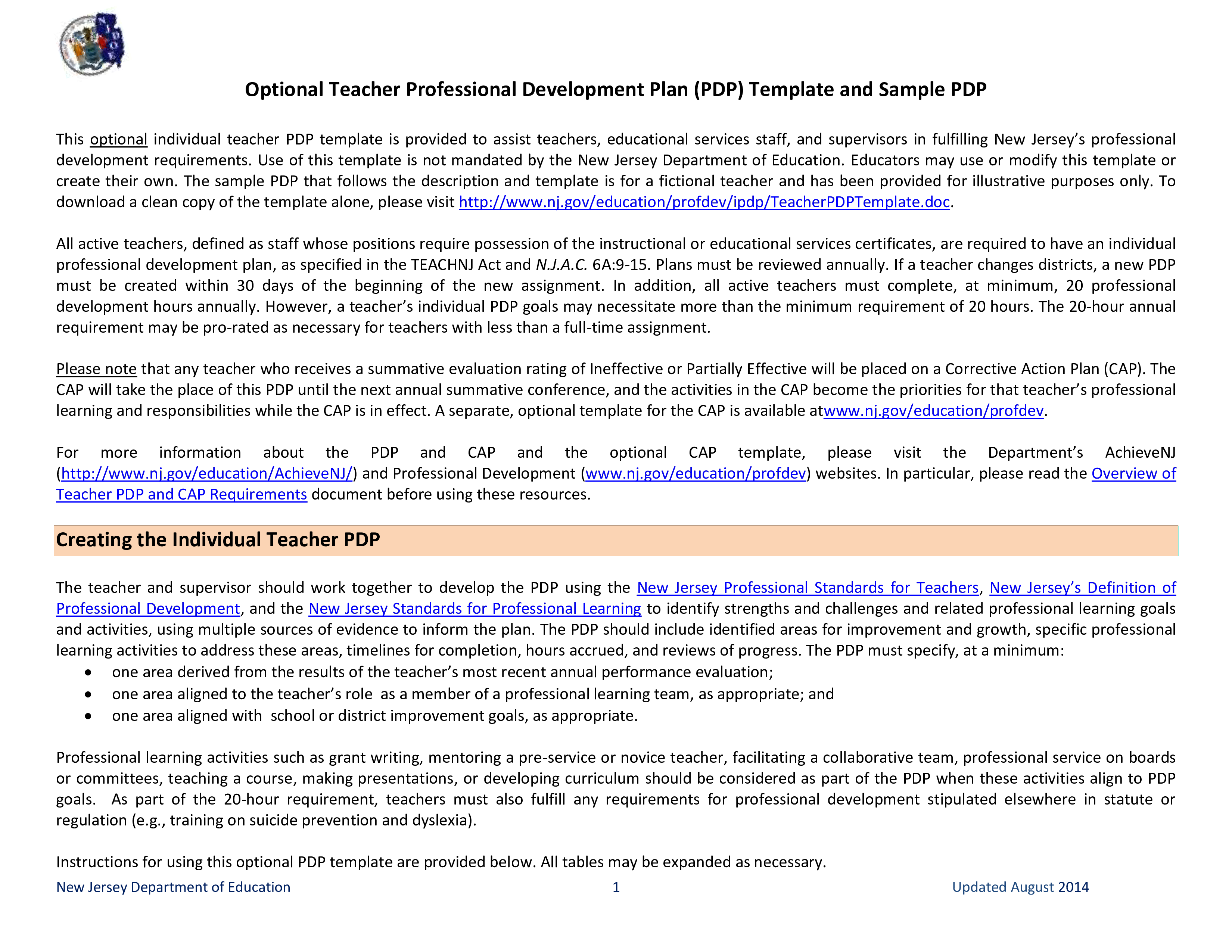 Teacher Professional Development Plan Templates At 