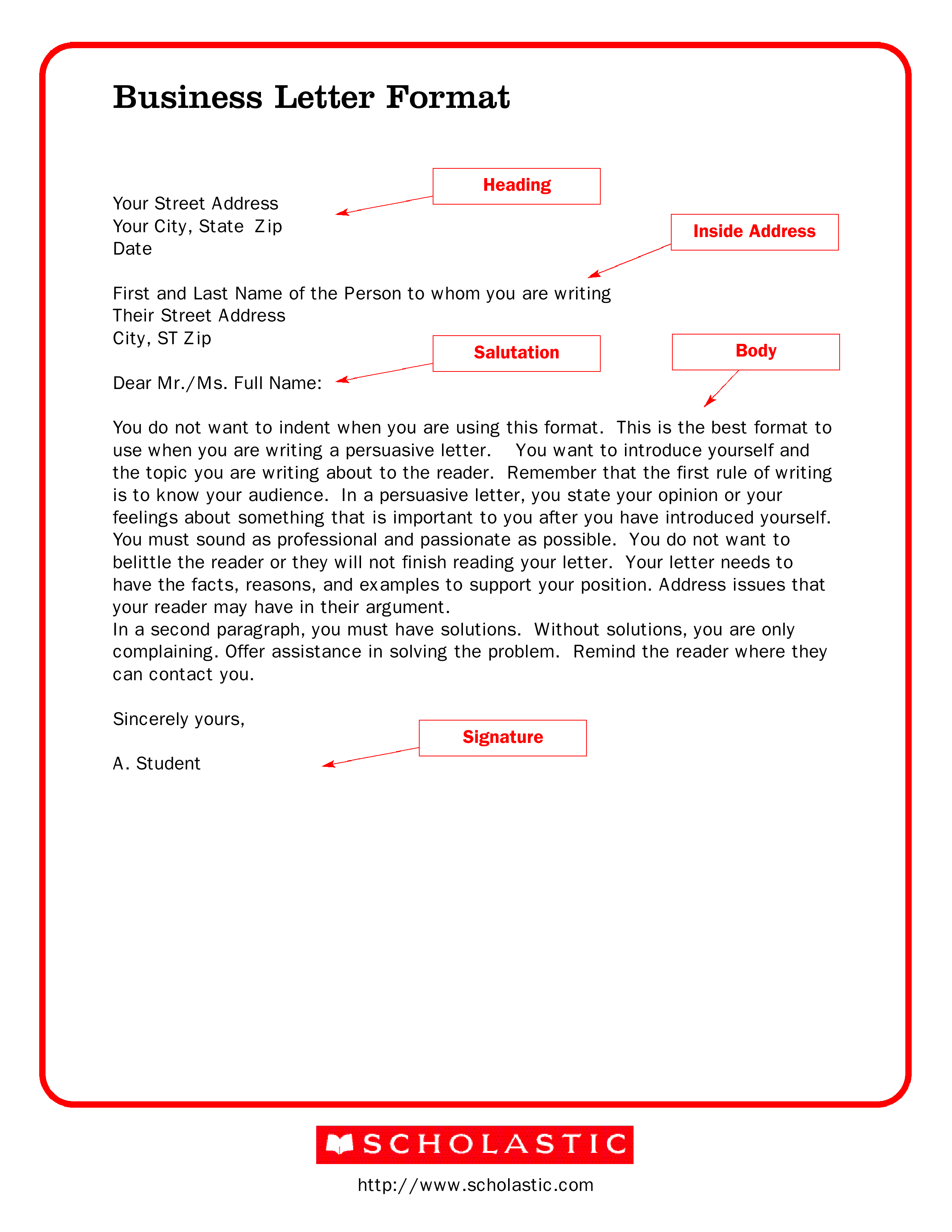  Printable Business Letter Format Allbusinesstemplates