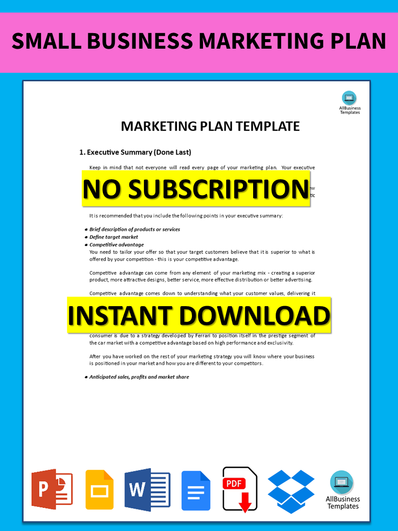 small business marketing plan template