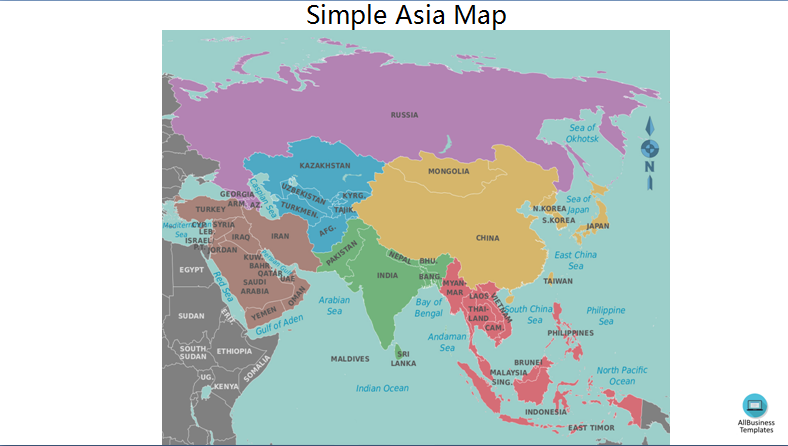 simple asia map outline voorbeeld afbeelding 