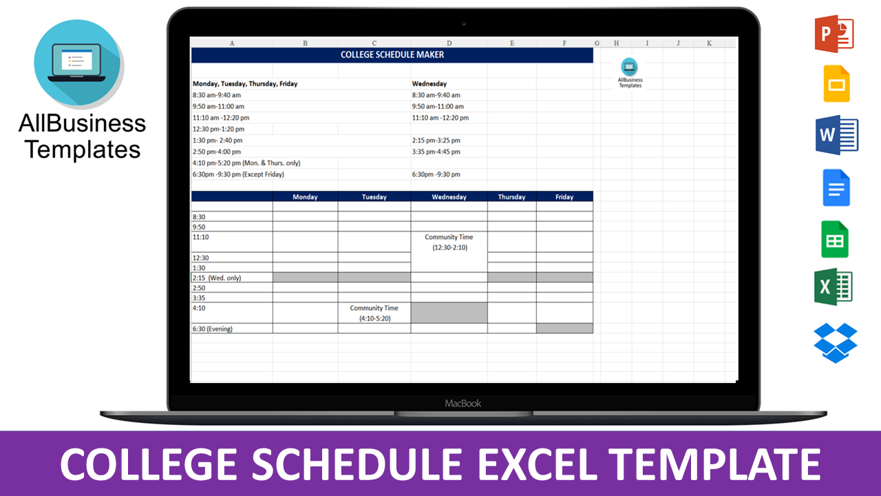 College Schedule Maker | Templates at allbusinesstemplates.com