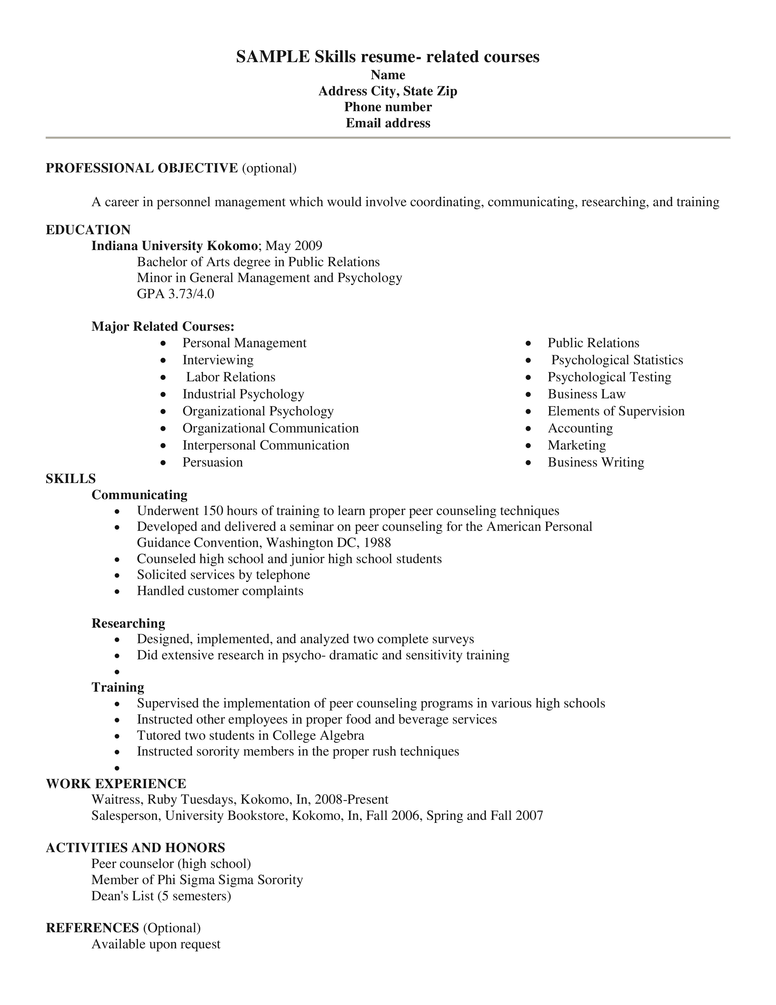 resume examples for additional skills
