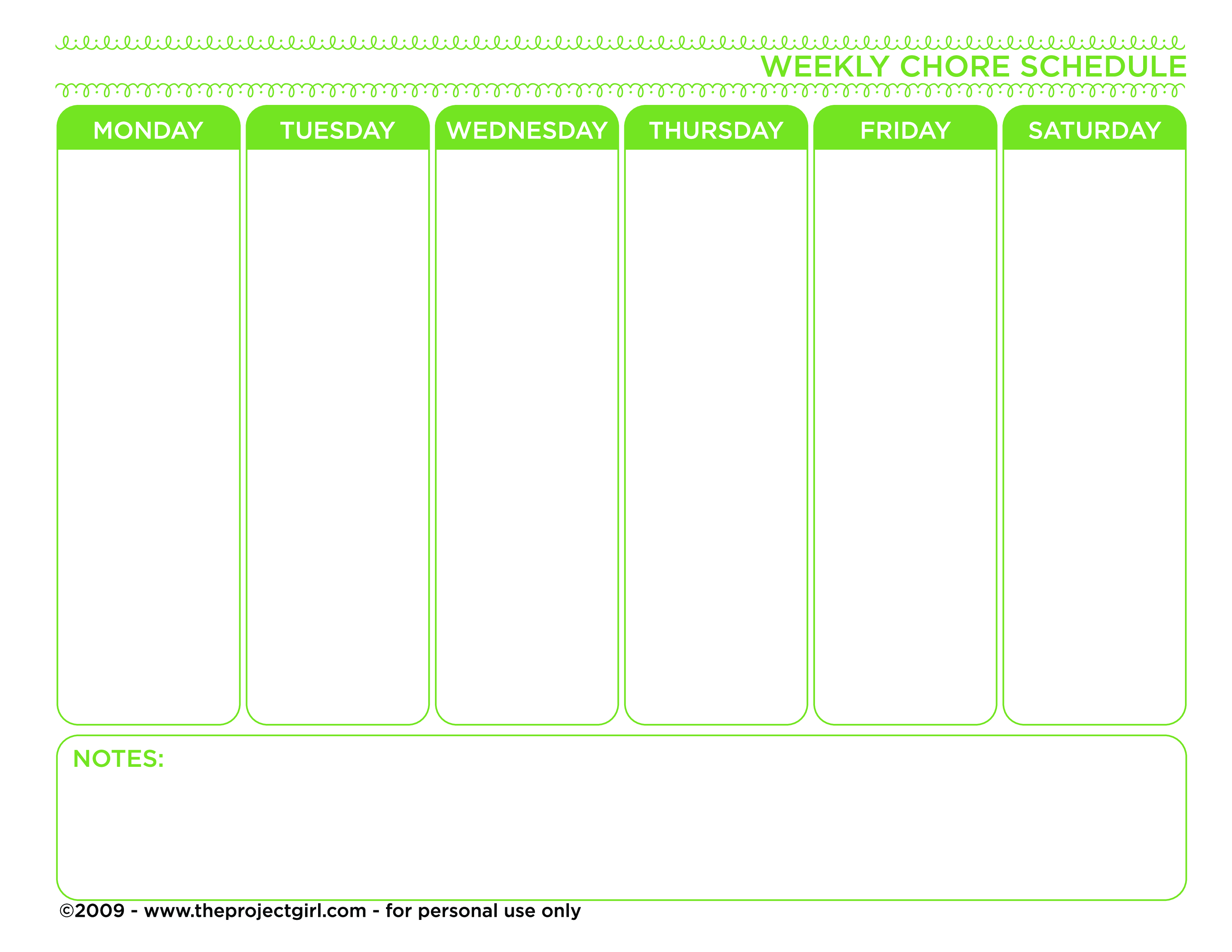 Weekly Chore Schedule Templates At Allbusinesstemplates